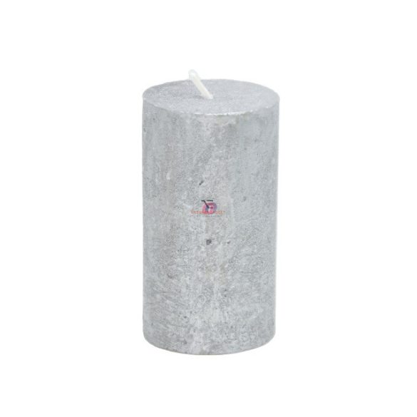 Adventi gyertya henger paraffin 5x9cm ezüst 4 db-os szett