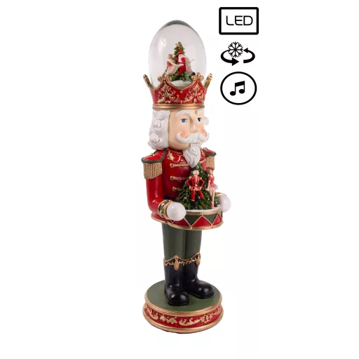 XL diótörő dísz hógömbbel, LED-es 50 cm
