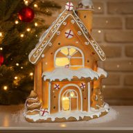 Mézeskalács ház LED-es 14*18  cm