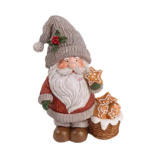 Prémium Mikulás figura mézeskaláccsal. 17  cm, poly