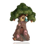 Tündérkert figura virág fatörzs madár odúval 11 cm