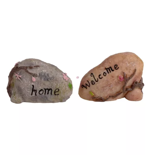 Tündérkert Kö, Home És Welcome Felirattal, 2 Darabos Szett, Barna Szürke 4 Cm