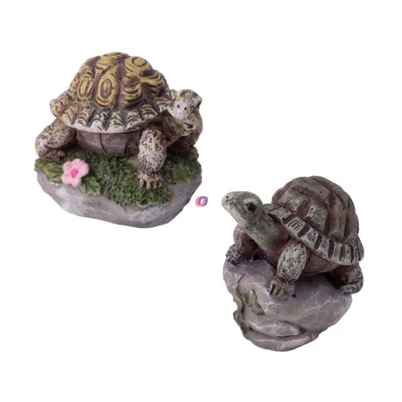 Teknős figura, kültéri, kőhatású 4 cm 2 db-os szett