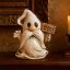 Halloween-i dekorációs figura -szellem manó táblával, 10 cm