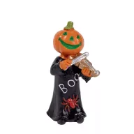 Halloween-i dekorációs figura - tökfej hegedűvel, 10 cm