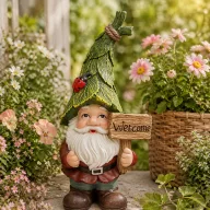 XL Kerti figura manó welcome táblával, 36 cm