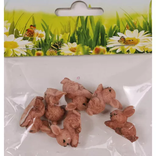 Dekor nyuszi figura szett, 2x2 cm 6db-os csomag
