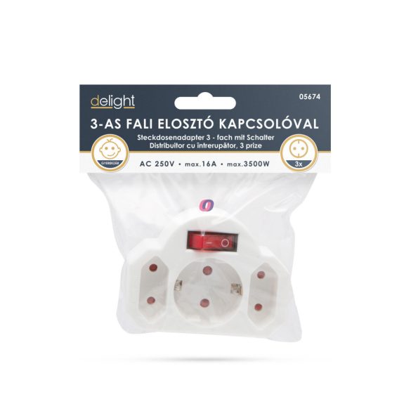 3-as fali elosztó - kapcsolóval
