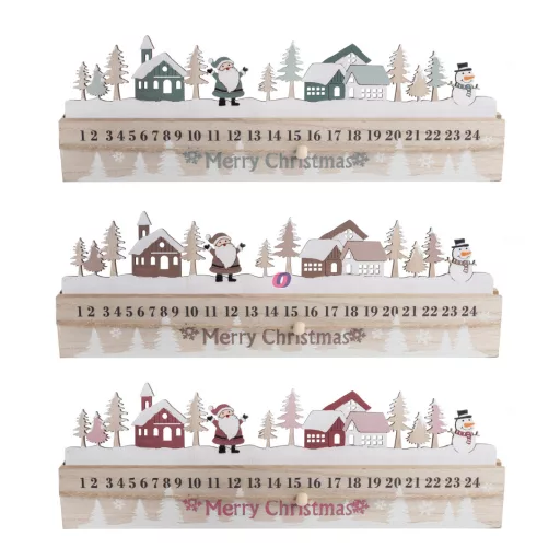 Prémium Fa adventi kalendárium 12x35 cm Téli táj 3 féle