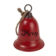 Harang akasztós fém 15cm merry christmas piros, fém