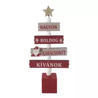   Prémium Karácsonyi dísz fa "Nagyon Boldog karácsonyt" 17 cm piros, natúr