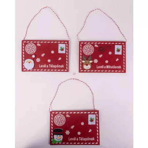Levél a Mikulásnak Karácsonyi dekor boríték piros, filc anyagból  12x18 cm