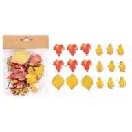 Őszi dekor öntapi falevél szett 18 db-os fa 5x4 cm