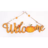 Őszi ajtódísz Welcome narancssárga, fa 23 cm