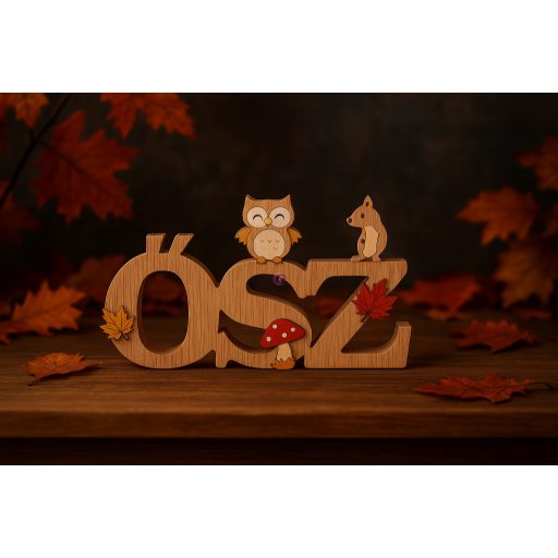 Őszi felirat fa bagollyal 23*2*15 cm  