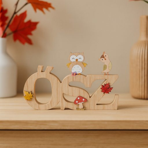 Őszi felirat fa bagollyal 23*2*15 cm  