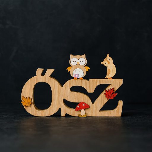 Őszi felirat fa bagollyal 23*2*15 cm  