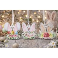   Fa akasztós nyuszifül virágos 5,5 cm 3 féle választható