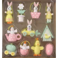 Fa Akasztós Húsvéti Dekor 11 db-os szett színes