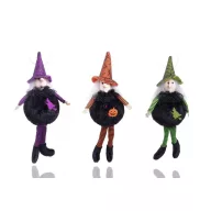 Halloweeni dekor boszorkány figura 3 féle, 23 cm, textil