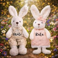   Egyedi, névre szóló Tavaszi nyúl figura akasztóval 25 cm