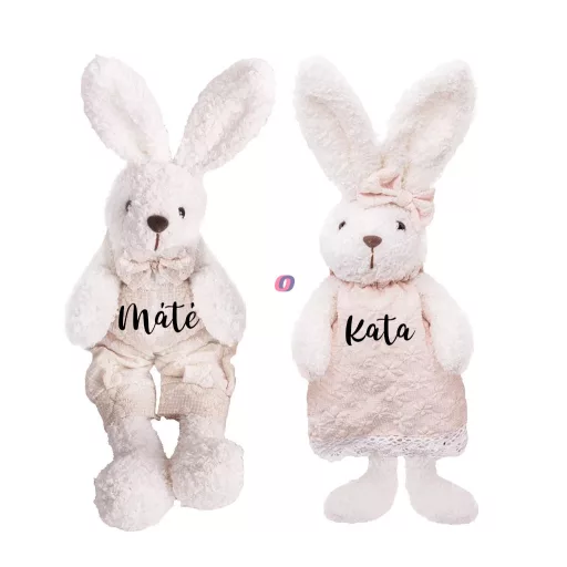 Egyedi, névre szóló Tavaszi nyúl figura akasztóval 25 cm