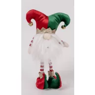 Karácsonyi manó bohóc sapkában - 30 cm