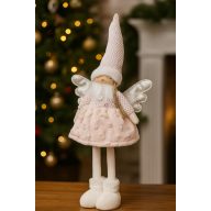 XL Karácsonyi Angyal figura rózsaszín-ezüst 75 cm