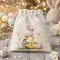 Egyedi neves Textil szütyő nyúl mintával tört fehér 14×17 cm