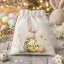 Egyedi neves Textil szütyő nyúl mintával tört fehér 14×17 cm
