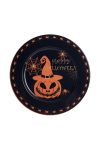 Retro mintás őszi tányér halloween tökkel 33 cm bádog