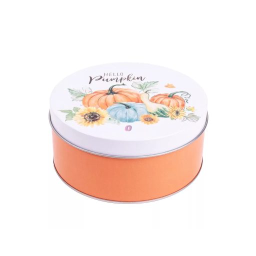 Bádog doboz, 2 darabos, tökök, krém-narancssárga