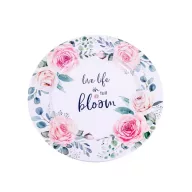   Bádog tálca rózsaszín rózsa mintával, kerek, 33×1,5 cm