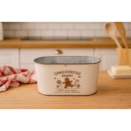   Karácsonyi mintás bádog kaspó ovál - Mézeskalács 23x12 cm