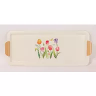 Bádog tálca tégla tulipán mintával 55,5×23 cm