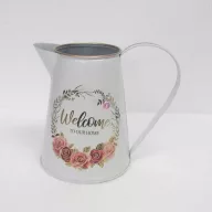 Bádog öntözőkanna virágkoszorú mintával 27×12 cm