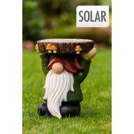   XL Napelemes kerti manó figura lámpa, polyresin, virágtartó