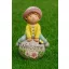 XL Kerti gyerek figura welcome felirattal , kövön ülő 42 cm