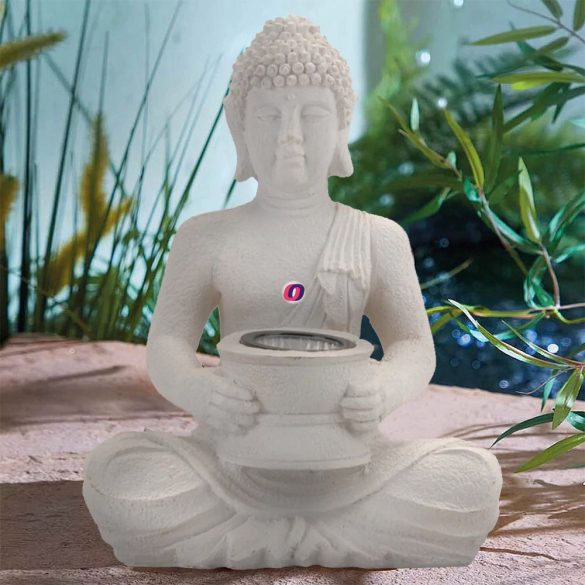 Kültéri buddha szobor napelemes lámpával 29 cm