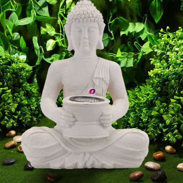Kültéri buddha szobor napelemes lámpával 29 cm