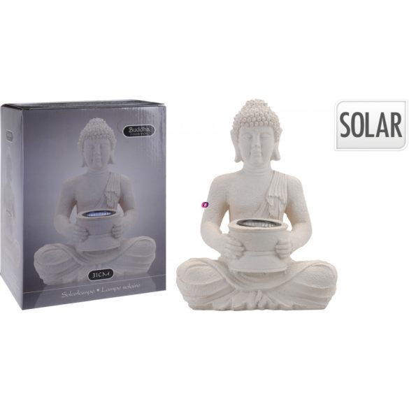 Kültéri buddha szobor napelemes lámpával 29 cm