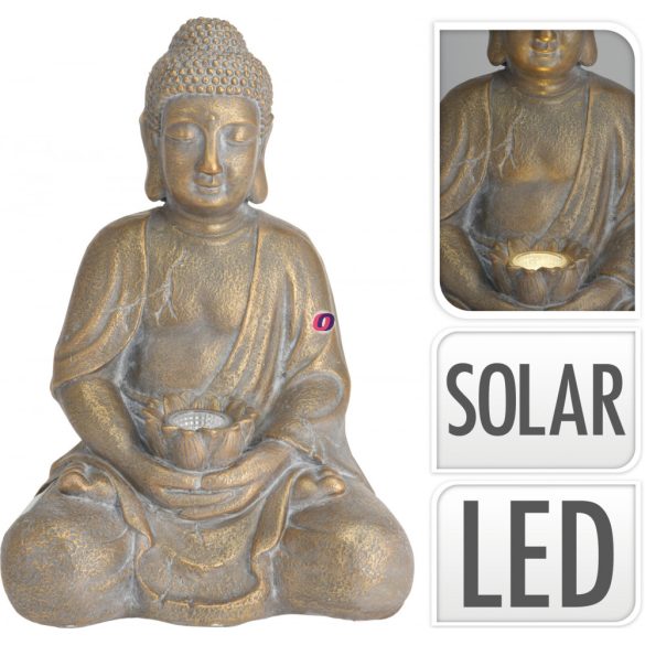 XL Kültéri buddha szobor napelemes lámpával 44 cm