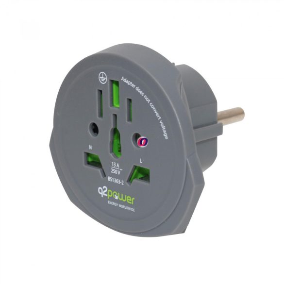 Q2 power Utazóadapter World to Europe" Q2"