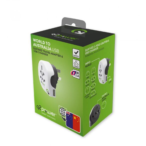 Q2 power Utazó adapter World to Australia USB" Q2"