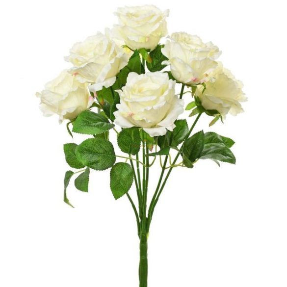Selyemvirág rózsa csokor 60 cm fehér