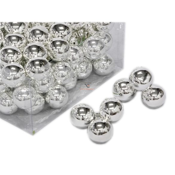 Gömb betűzős üveg 3cm ezüst fényes 72 db/szett