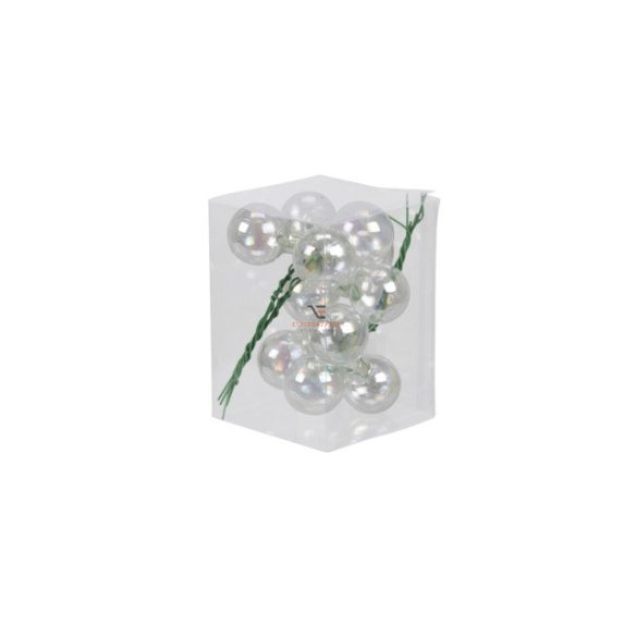 Gömb üveg betűzős 2,5cm átlátszó szivárványos 12 db/szett
