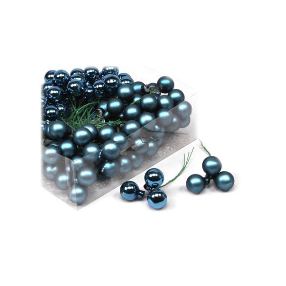 Gömb betűzős üveg 2cm kék fényes-matt 144 db / szett