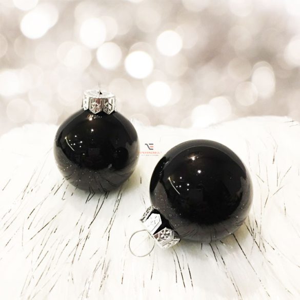 Gömbdísz üveg 4cm fekete fényes 64 db-os  Karácsonyfa gömb