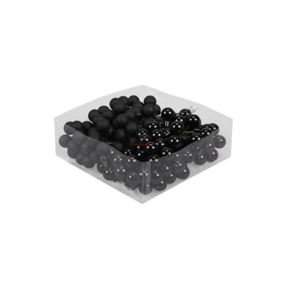 Gömb üveg betűzős 2 cm fekete matt 144 db/szett
